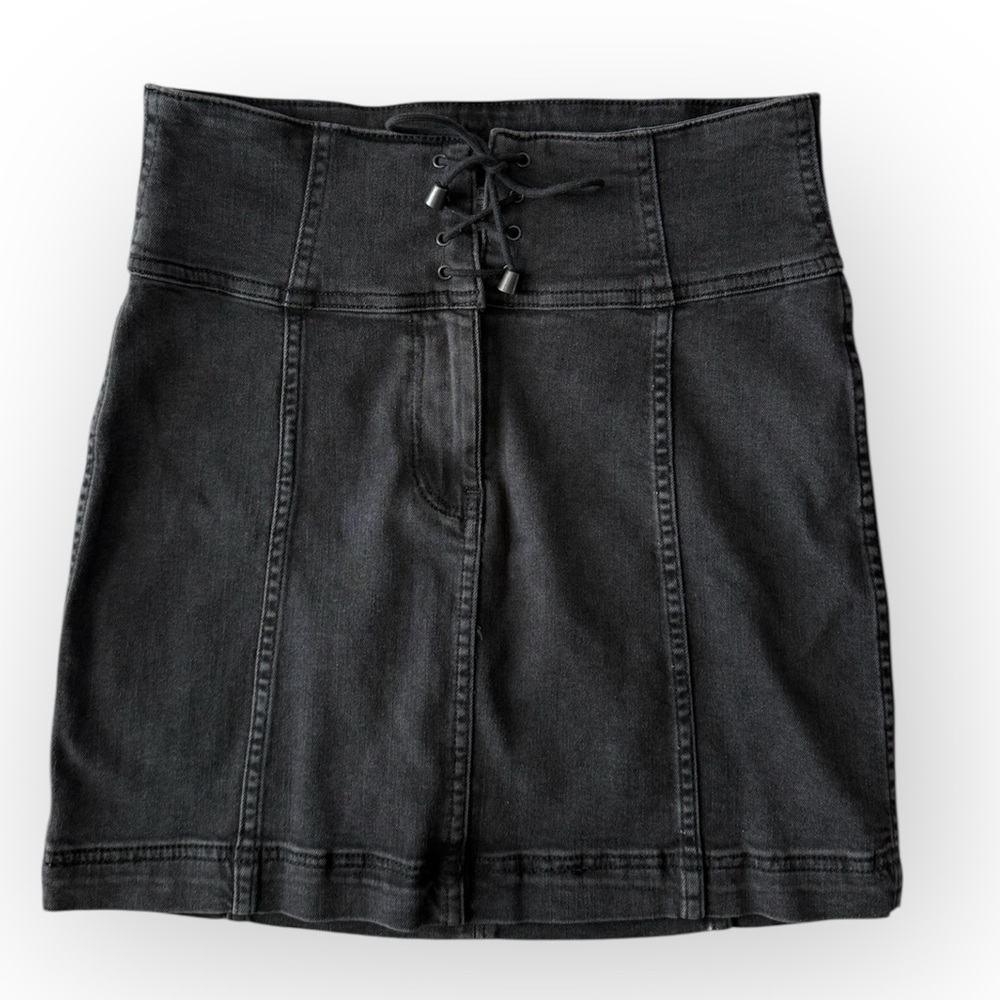 Free People Modern Femme Corset Lace Up Denim Skirt - Picture 3 of 6